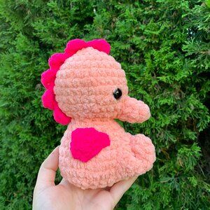Pink Seahorse Crochet Plush